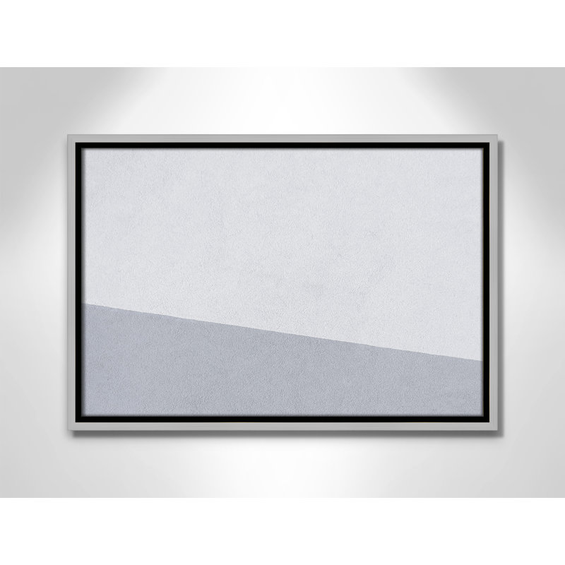 «Dominic Abstract Blues - Floater Frame», impression sur toile, Toile avec cadre argenté, H 13,5 po x l 19,5 po x P 2 po
