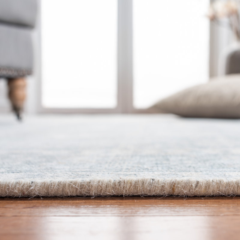 Tapis oriental gris / bleu clair en laine / viscose tissé à la main Panola, Rectangle 2 pi 3 po x 5 pi