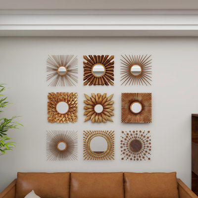 Ensemble de miroirs modernes et contemporains en métal et bois 9 pièces Blalock