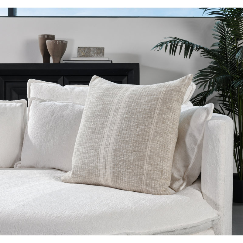 Tia 22" Square Throw Pillow, Natual/Ivory, 22" x 22", Square
