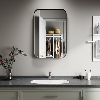 Miroir de coin haute définition Ebern Designs, verre épais de 5 mm d'épaisseur, sans cuivre