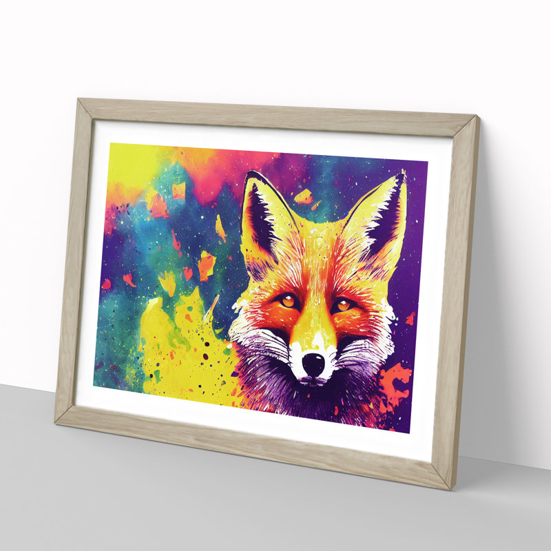 Fox Splashed Vol.1 Abstract - Single Picture Frame Painting, 25cm H x 34cm W x 2cm D, Oak