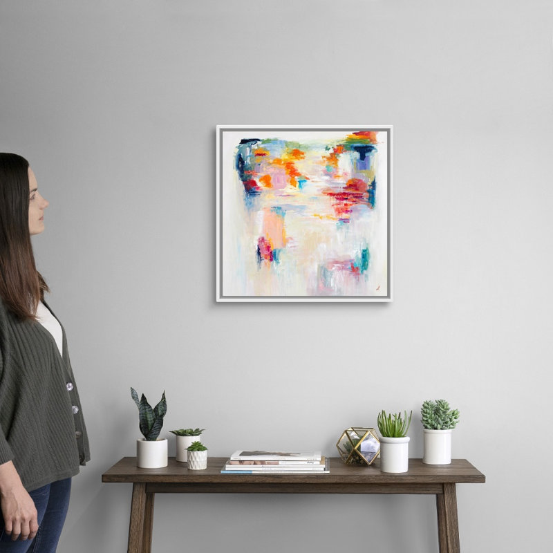 "Water Garden" par Megumi Akiko, reproduction d’art sur toile, H 22 po x l 22 po x P 1,75 po, Cadre flottant blanc