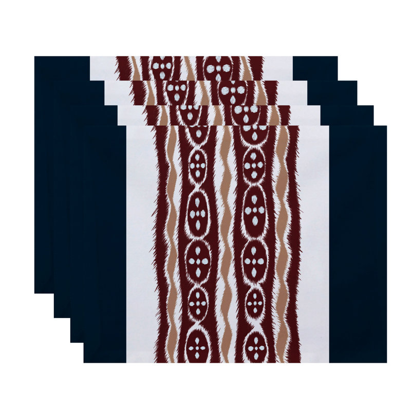 Daeisha Polyester Striped Rectangle Placemat, Teal / Rust