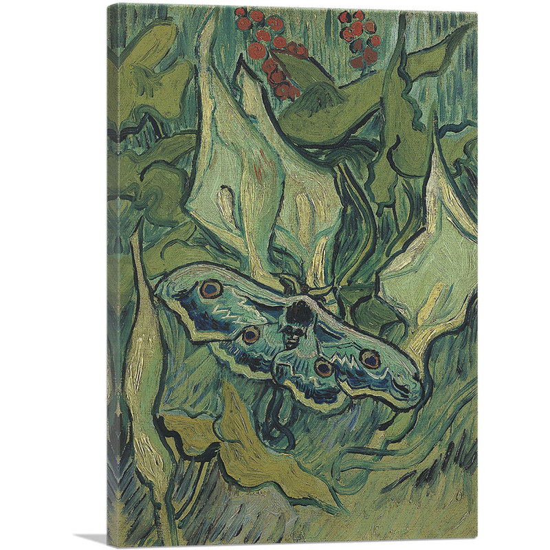 Papillon géant 1889 par Vincent Van Gogh - peinture sur toile tendue, H 26 po x l 18 po x 1,5 po