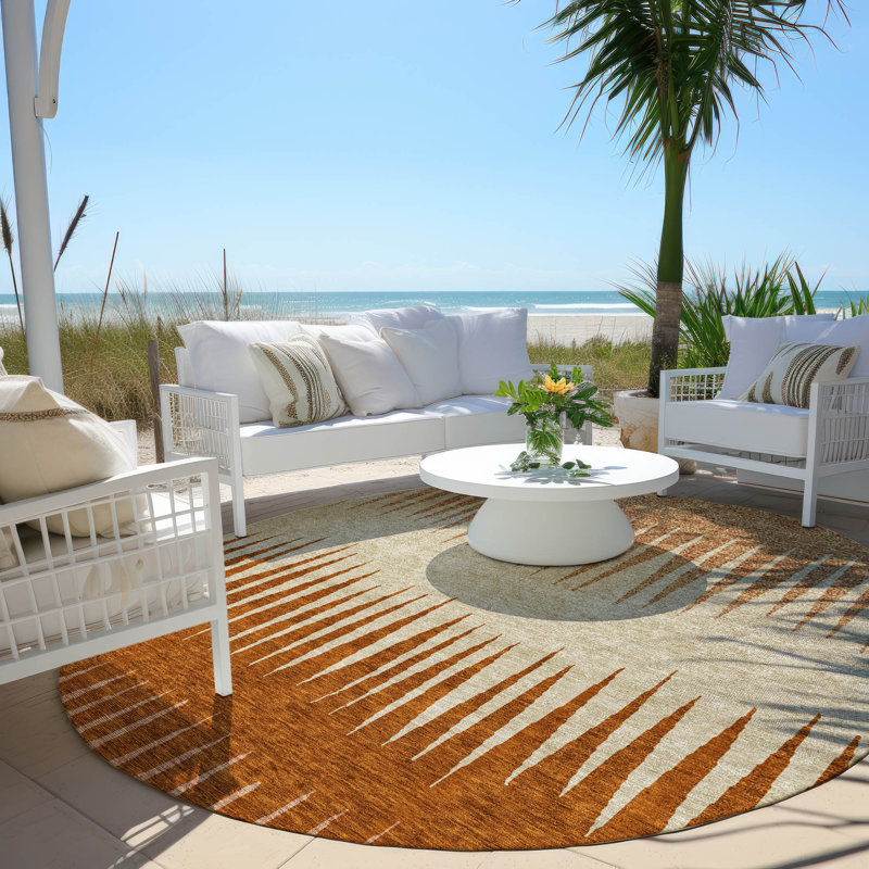 Malek Indoor/Outdoor Area Rug with Non-Slip Backing, Round 8'