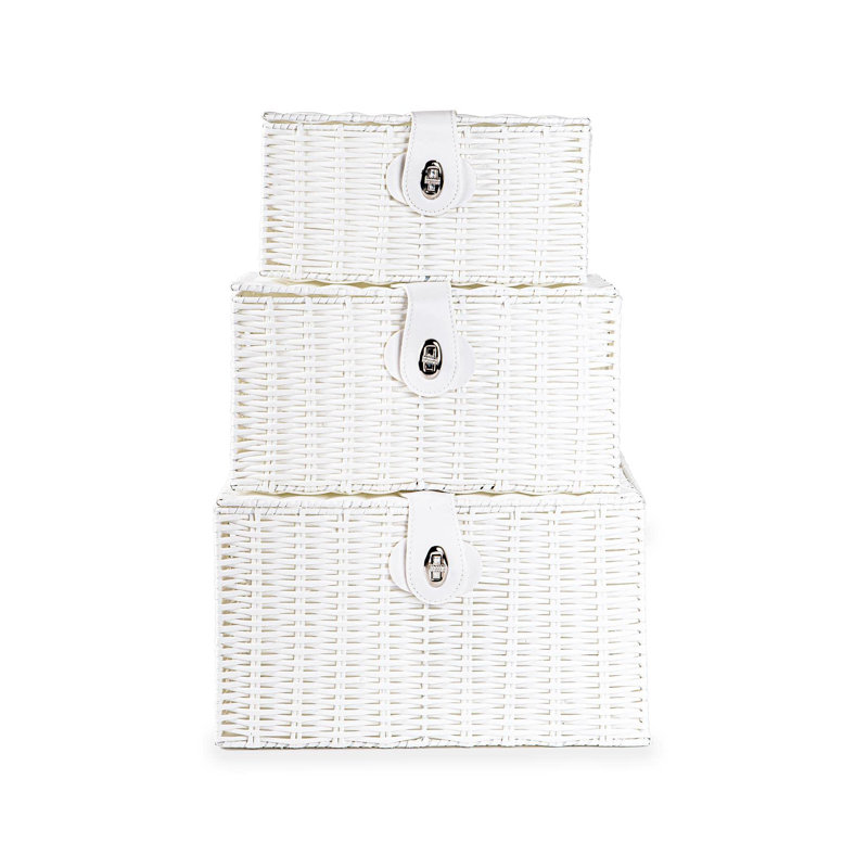 Beachcrest Home Maryam Natural Rattan Decorative Basket, White