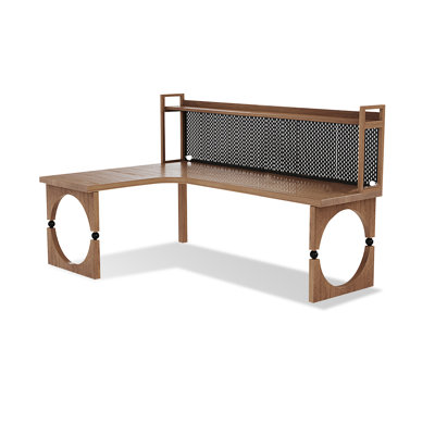 Noyer clair + bureau en bois massif en forme de L noir + fer