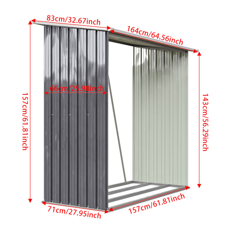 163cm W x 83cm D Metal Log Store