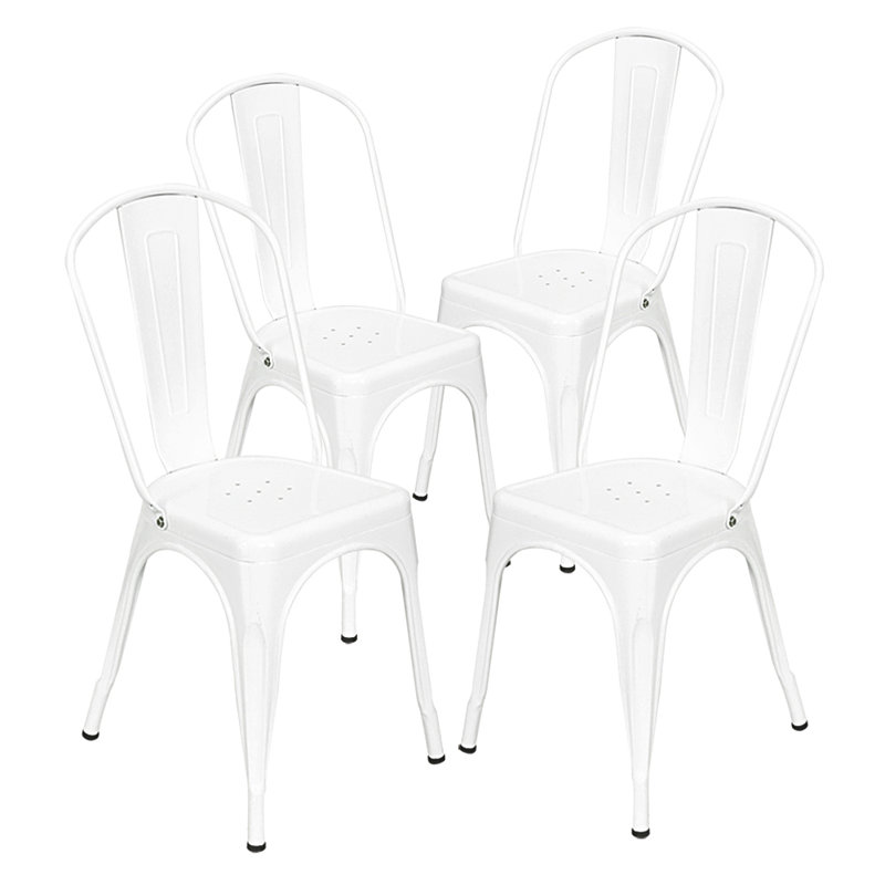 Chaise d'appoint à dossier en lattes Jeanette, Blanc