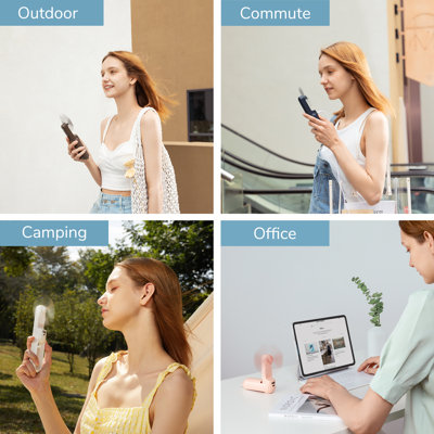 Ventilateur portatif JISULIFE avec Powerbank Max 4500 heures, 37 heures d'autonomie, ventilateur de poche portable à piles ou alimenté par USB, 3 vitesses, cadeaux pour femmes, hommes, enfants, cadeau pour le Festival