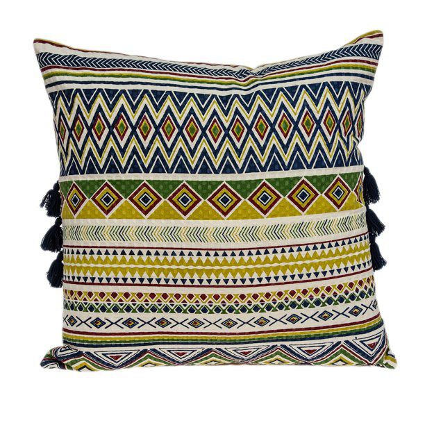 20 X 20 Green And Black Zippered 100% Cotton Throw Pillow