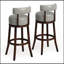 Ensemble de 2 tabourets de bar Sherly avec fonction pivotante, bois de chêne foncé et similicuir gris foncé pour un repas moderne