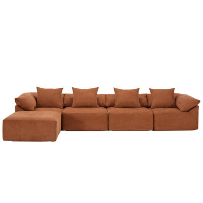 5 - Piece 142" Upholstered L Shape Sofa With Convertible Chaise