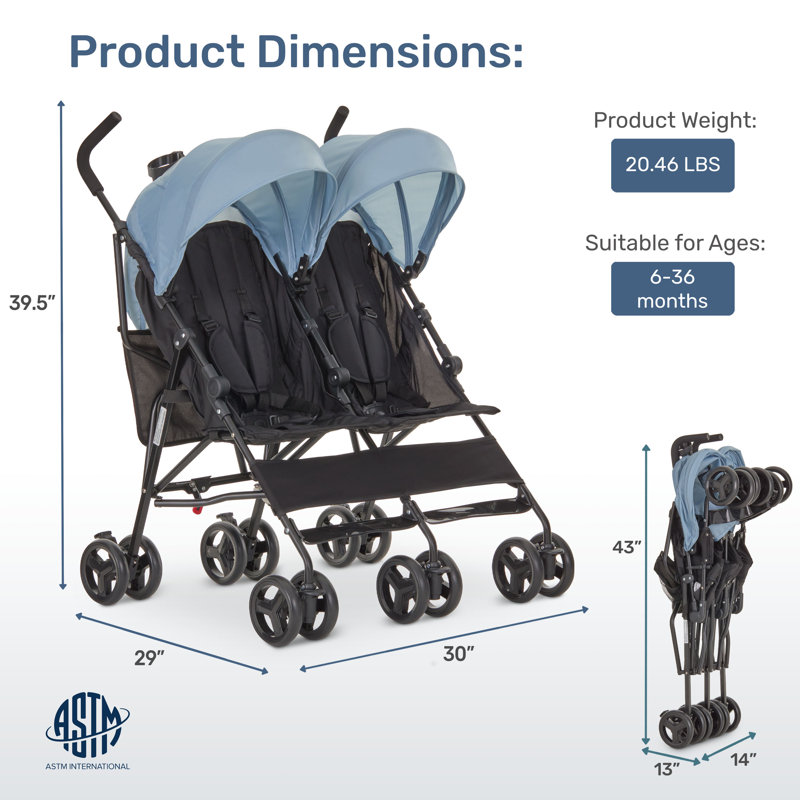 Dream On Me Twin Venture Umbrella Stroller , Blue