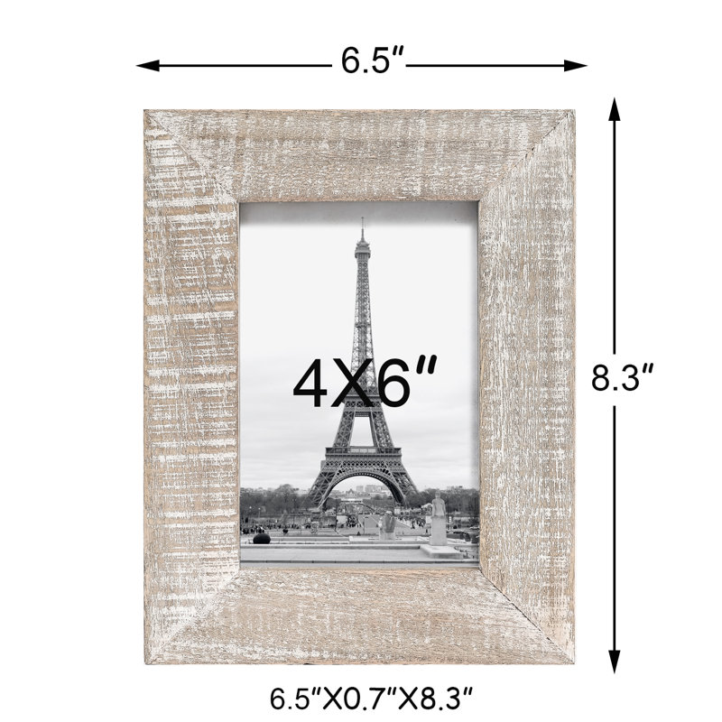 Cadre photo en bois de style rustique de 6,5 pouces pour le salon, Blanc rustique