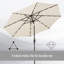 Outsunny Garden Parasol Outdoor Tilt Sun Umbrella LED Light Hand Crank-59257144-59257142