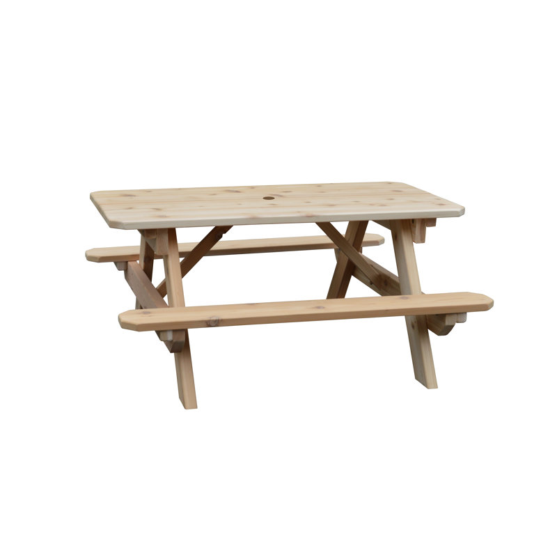 Table d'extérieur rectangulaire en bois massif pour enfants Runkle, Brut