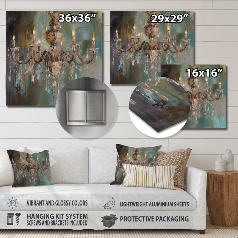 Grand lustre I, impression sur métal, H 29 po x l 29 po x P 1 po