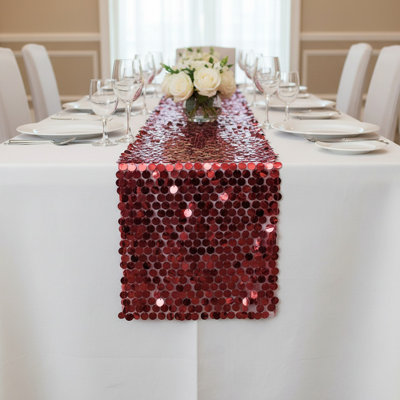 Glitter Sequin Table Runner Lightweight 12X108 Inch Sparkle Table Dinning Linens Table Decor For Holiday Party And Wedding