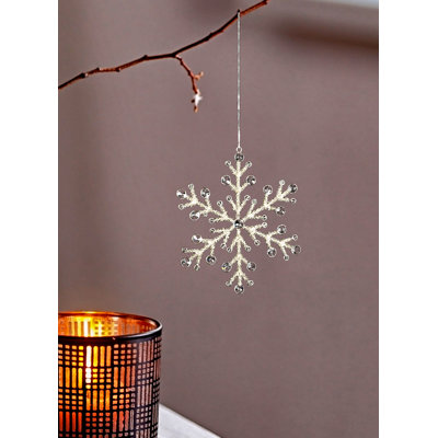Serene Spaces Living Glass Beaded Snow Flake Ornament, Pack of 6