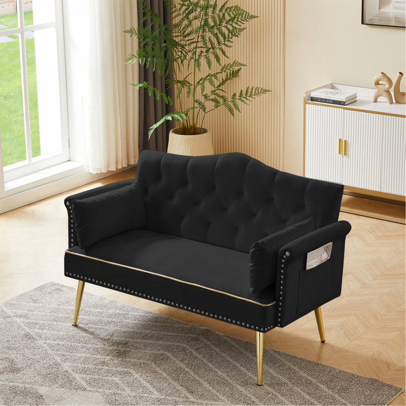 Contemporary Velvet Sofa with Tufted Comfort