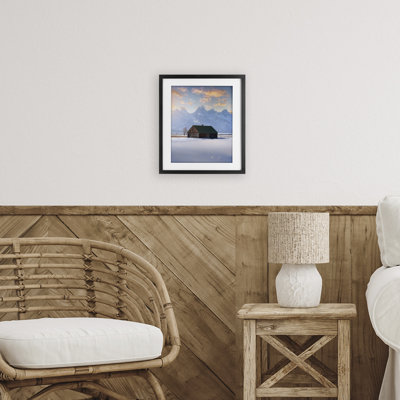 Cabin In The Snowy Tetons Framed Print Under Glass, design by Jared Kreiss