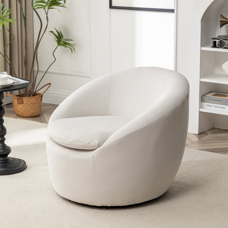 Fauteuil demi-tonneau moderne en tissu Teddy Boucle, Beige Fabric