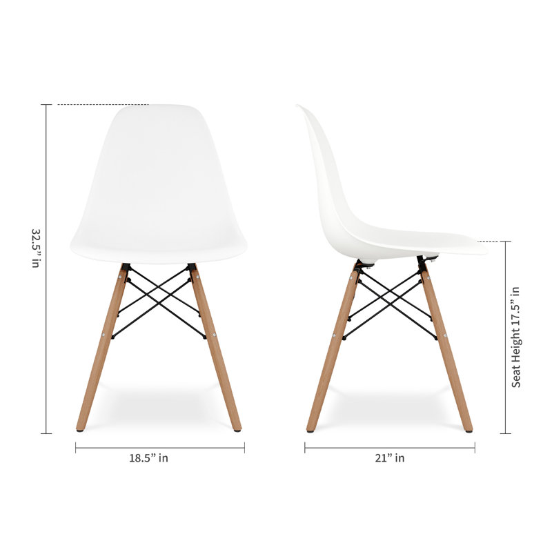Chaise d'appoint blanche et naturelle en plastique et bois, White