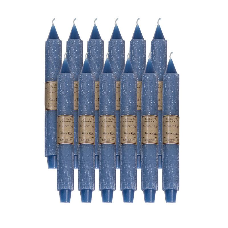 Ensemble de 12 chandelles coniques non parfumées 12 pièces, Bleu anglais