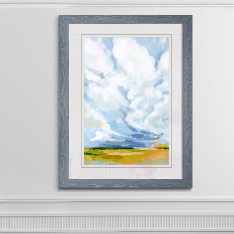 « lucid skies i »-cadre photo, impression sur toile, H 28 po x l 38 po x 1,25 po, Encadré imprimé gris, Blanc mat