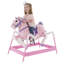 Cheval à bascule Spring - jouet gonflable en peluche avec sons amusants, poignées en bois et étriers réglables pour enfants de 3 à 6 ans par Happy Trails (rose)-21609128