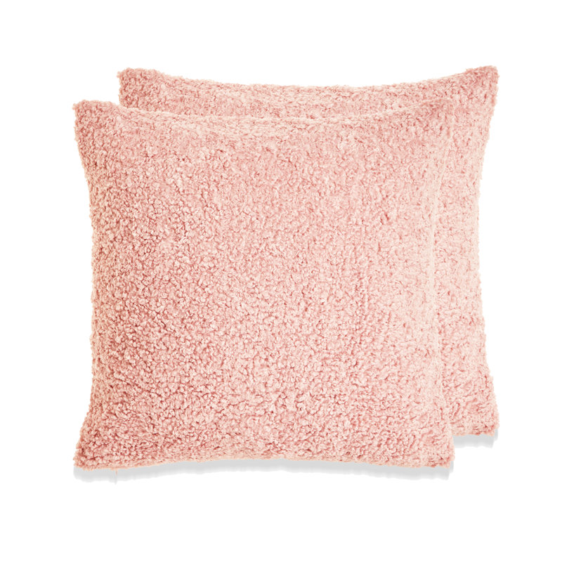 FRENCH BOUCLE Reversible Throw Pillow, Pink, Feather
