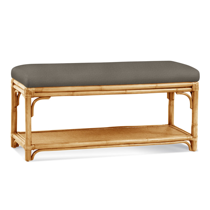 Summer Retreat Wicker Shelf Storage Bench, Antique Black, Gray Sugar Performance; 0863-84