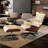Mid Century Genuine Leather Lounge Chair With Ottoman, Solid Wood Frame, Strong Aluminum Legs, Memory Foam-2124191725