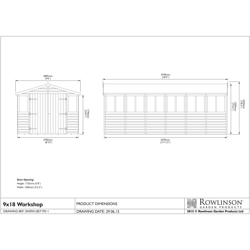 Rowlinson Workshop/Shed 9x18