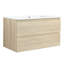 Armoire de salle de bain 36 po avec lavabo en céramique mural, 2 tiroirs à fermeture en douceur, lavabo de meuble-lavabo design, finition en contreplaqué moderne-637213121