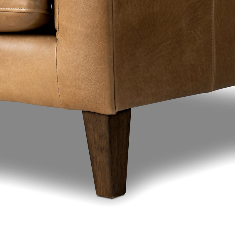 Canapé Chesterfield Amarone Beola, Cuir fleur taupe chaud Dakota