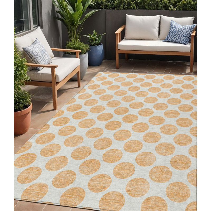 Tapis extérieur lavable à pois 5 pi x 8 pi
