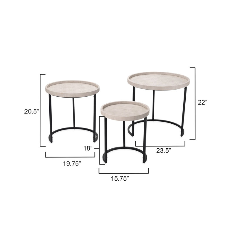 Acheson Tray Top Nesting Tables, Ivory