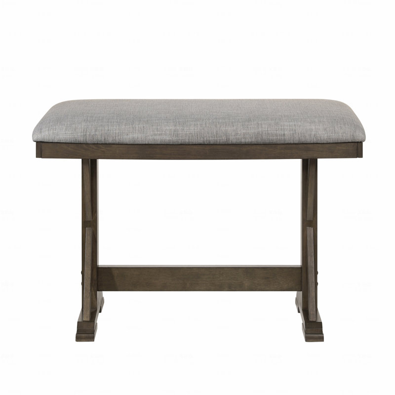 1-Piece Rustic Upholstered Design Counter Height Dining Room Use Bench Rich Wood Finish Wooden