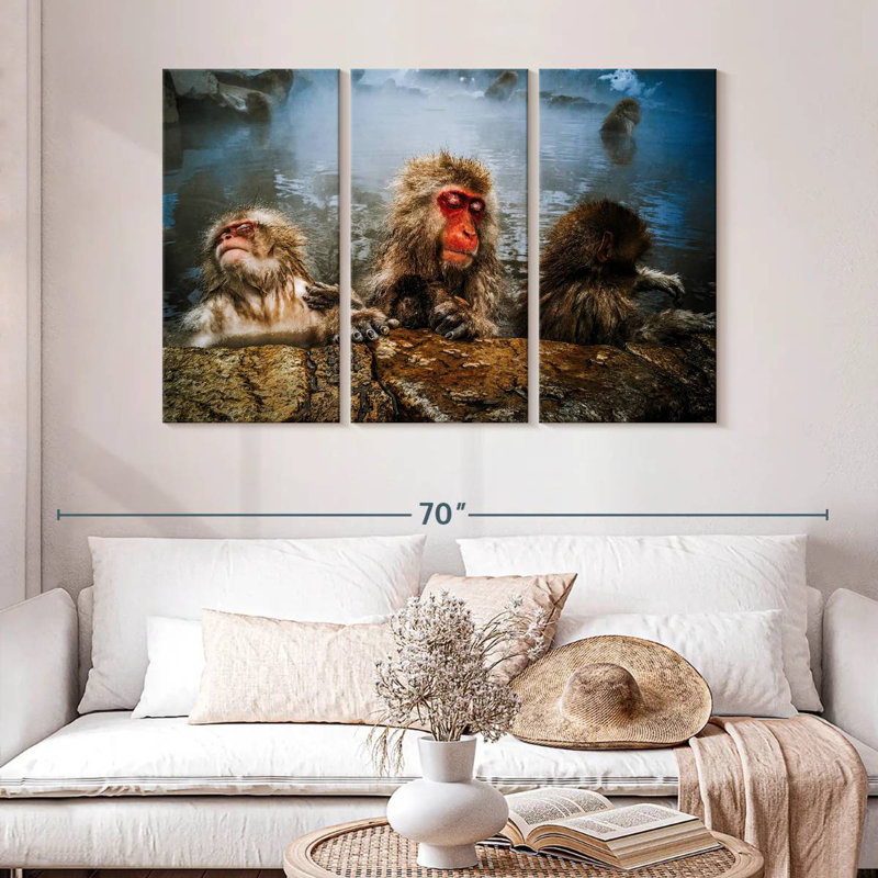 Brampt Japanese Macaque Monkeys, 32" H x 50" W