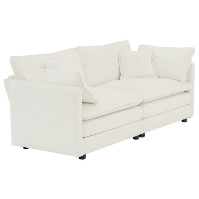 Revêtement de salon 2 en chenille blanche. Structure en bois massif pour le soutien. Tissu respirant. Rembourrage en éponge de qualité. Options de sièges flexibles. Confortable et moderne. Facile à assembler -
