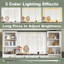 Farmhouse Vanity Desk with Mirror and LED Lights,Cushion Stool