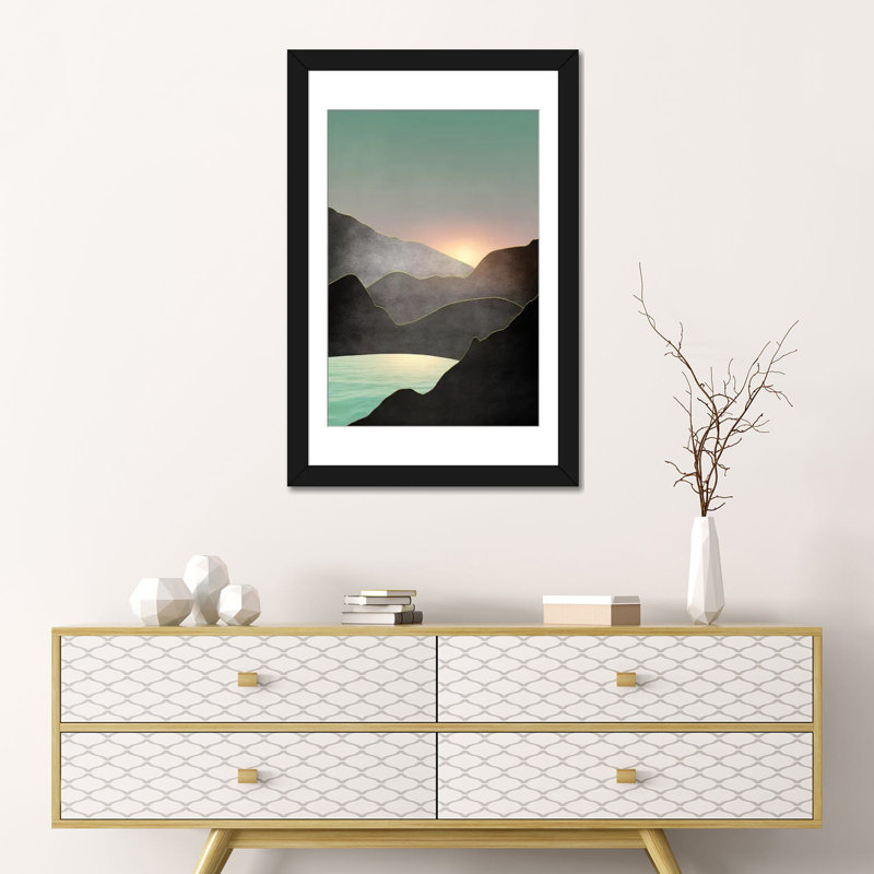 « minimal landscape iii », impression sur toile, H 24 po x l 16 po x P 1 po, Papier d'art encadré noir, Blanc