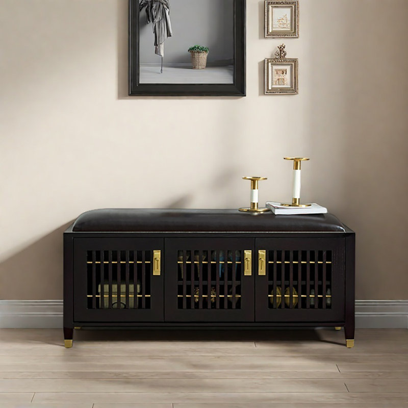 Tabouret de rangement pour chaussures 45,7 po, Noir / brun
