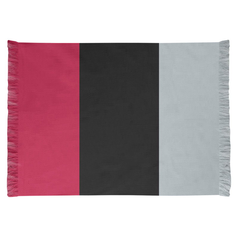 Tapis rayé rouge / noir / argent 4,6 pi x 5,5 pi