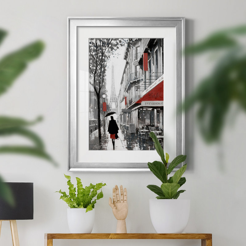 «Rainy Paris I» par E. Anthony Orme - reproduction d'art sur papier encadrée, Encadrement argenté