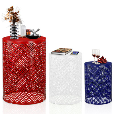 Outdoor Round Metal Stackable Side Table(Set Of 3) by Ebern Designs