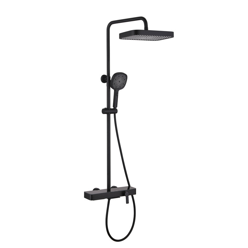 3-Function Shower System Set With Rainfall Showerhead, Handheld Sprayer And Bathtub Spout, Matte Black